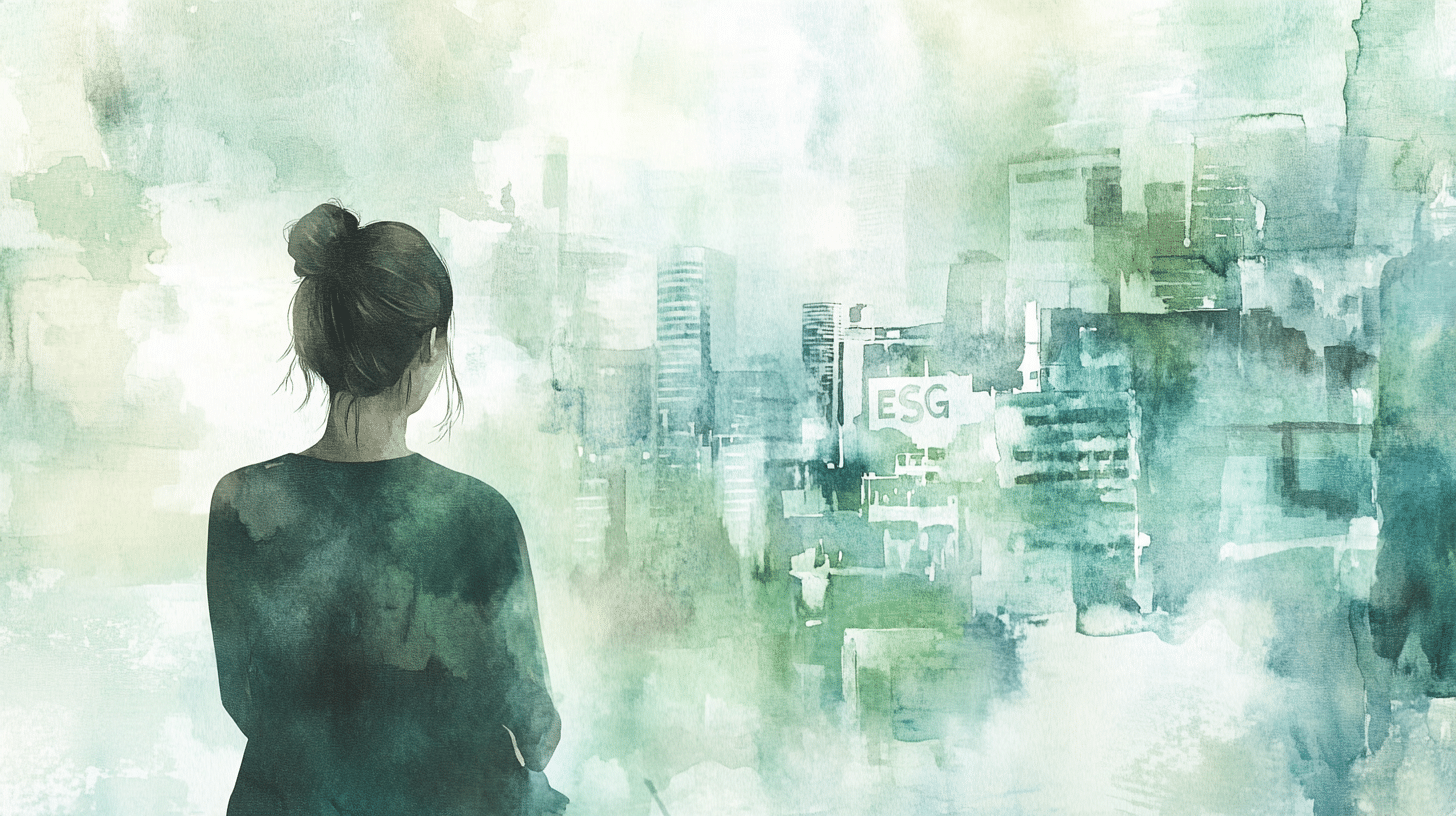 Aquarell: Nachdenkliche Person – Symbolbild für ESG‑Investments