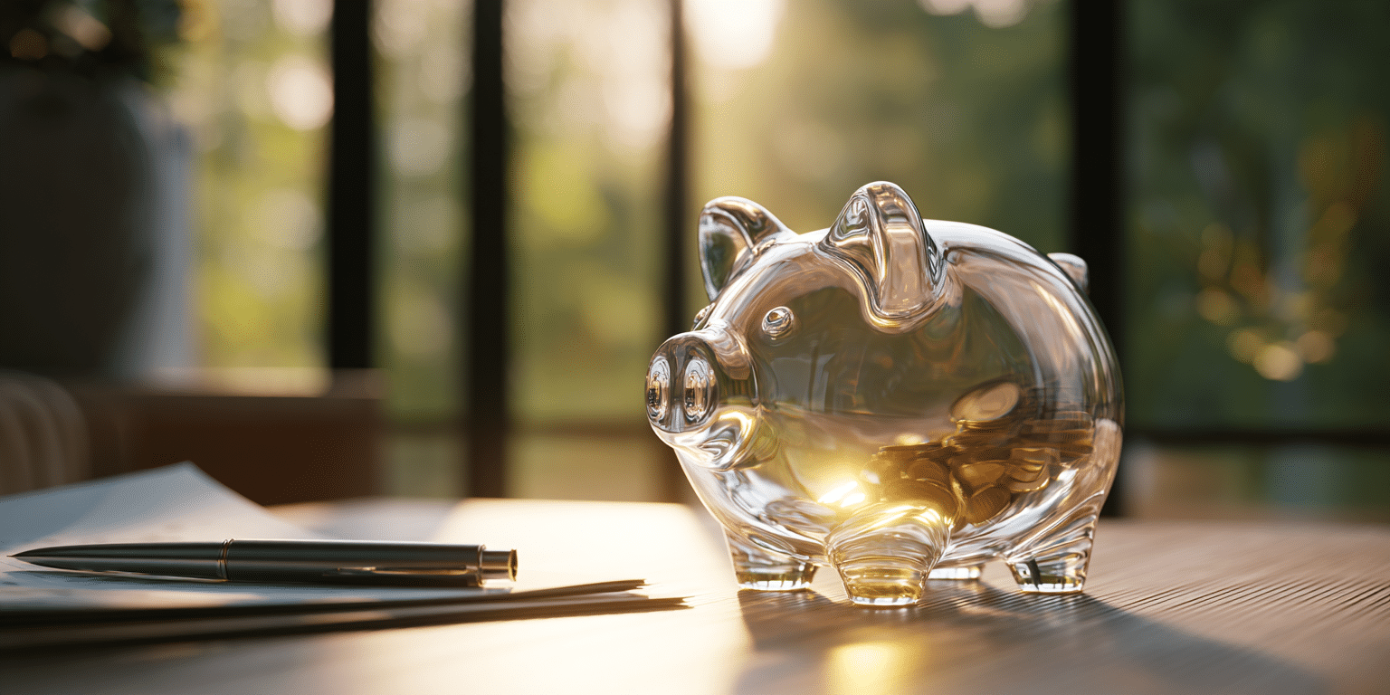 bKV als lohnende Investition – Glas-Spardose im Sonnenlicht