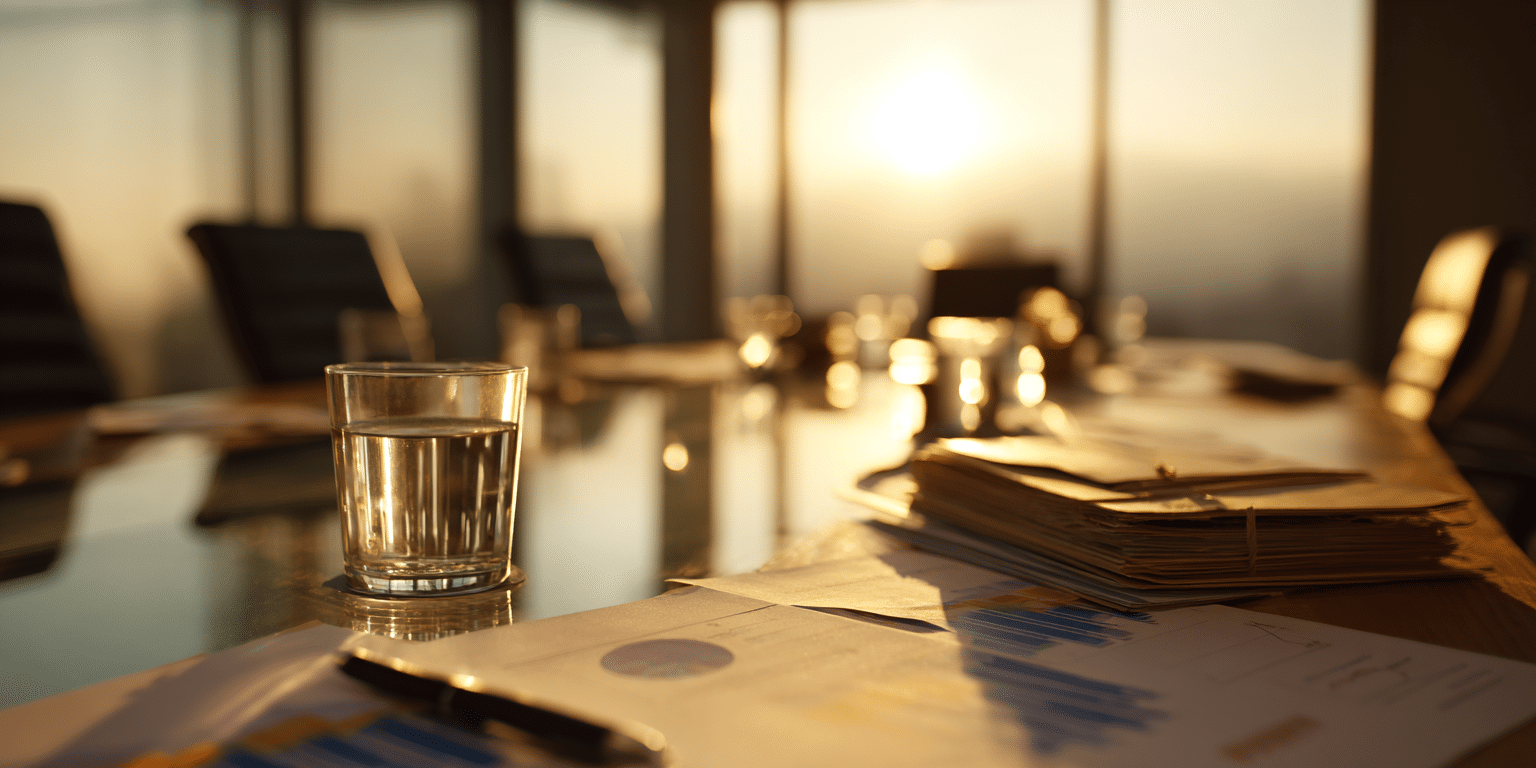 bKV Vorteile – Konferenztisch mit Unterlagen im Sonnenlicht