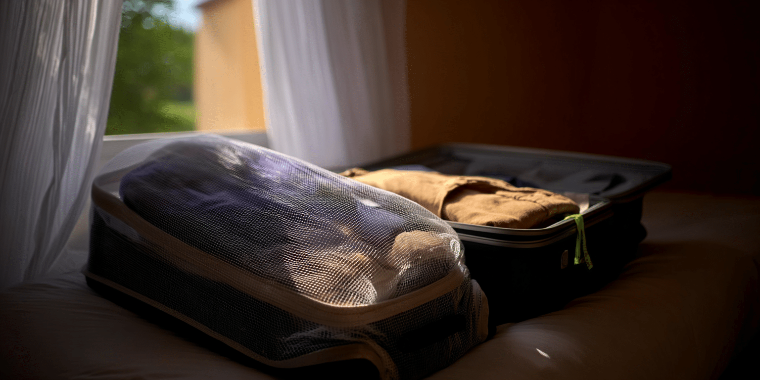 Ein offener Reisekoffer liegt auf einem Bett im Morgenlicht – Symbolbild für Reiseabbruchversicherung