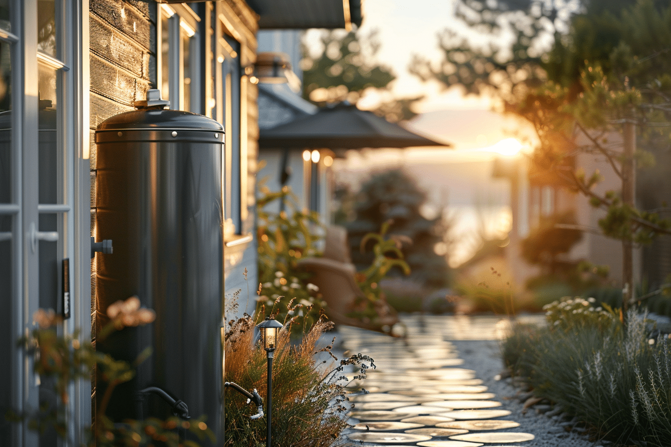 Heizöltank am Wohnhaus im warmen Abendlicht – Symbol für den Leistungsumfang der Gewässerschadenhaftpflichtversicherung.