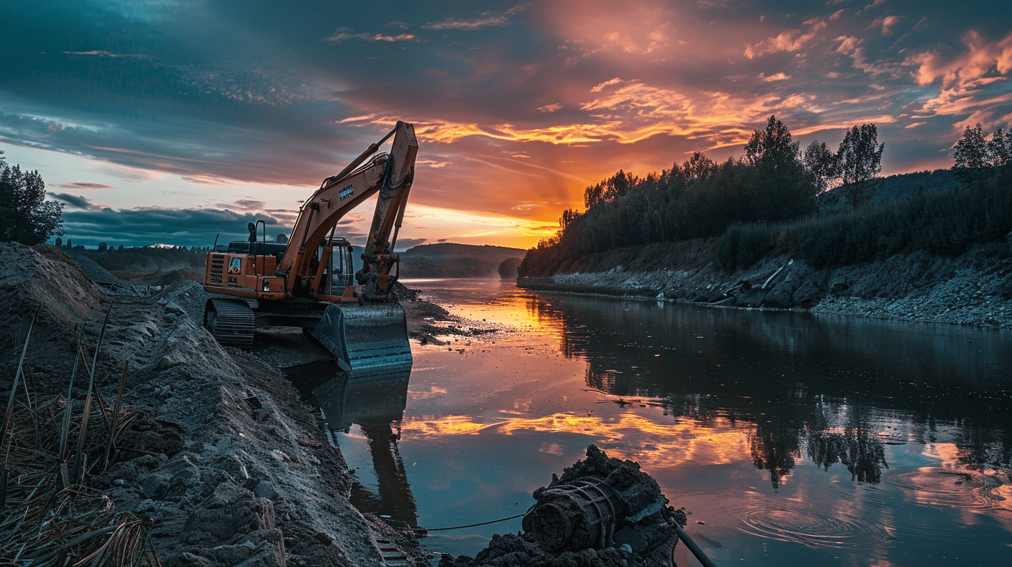 Baumaschine nahe Gewässer – mögliches Risiko für Gewässerschäden