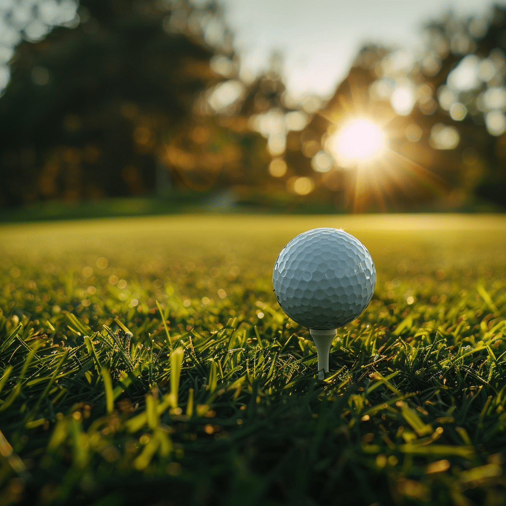 Golfball im Sonnenlicht auf dem Golfplatz