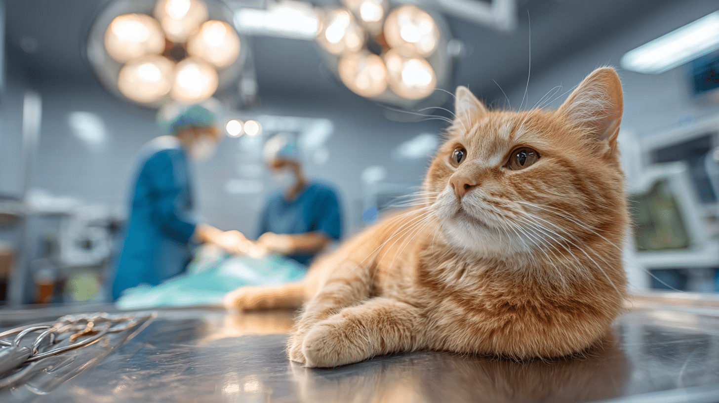 Katze vor einer Operation im OP-Saal einer Tierklinik – Beispiel für eine Katzen-OP-Versicherung