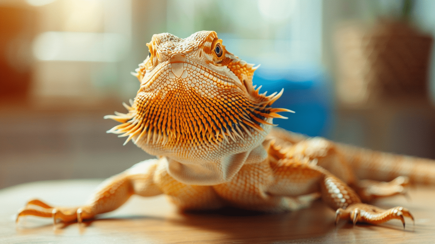 Bartagame in heller Tierarztpraxis – Symbolbild für Fragen zur Reptilienversicherung