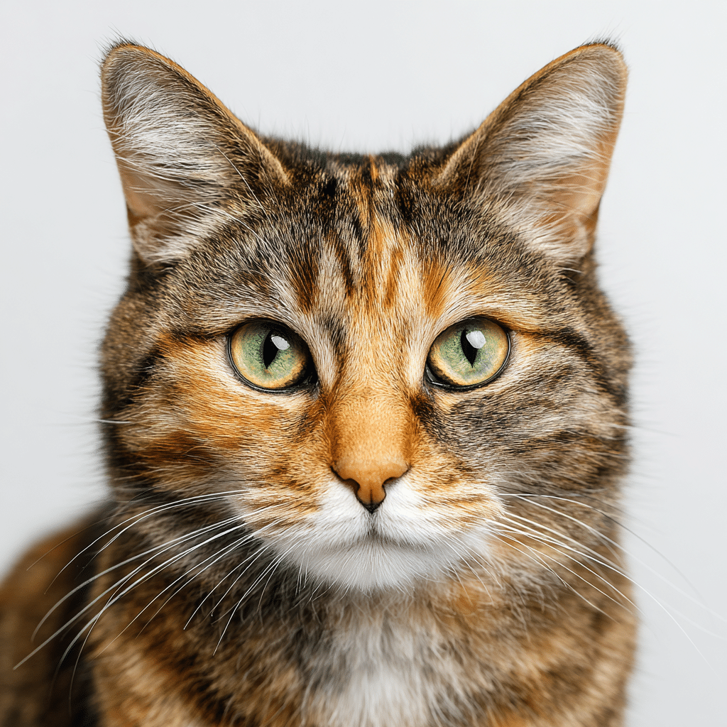 Katze im Frontalporträt mit direktem Blick in die Kamera
